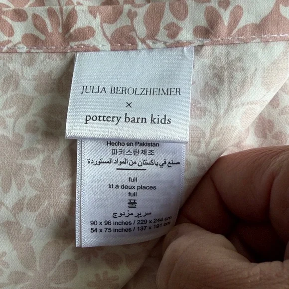 Pottery Barn Kids Julia Berolzheimer Organic “Blooming Floral” FULL Flat Sheet - Picture 2 of 4